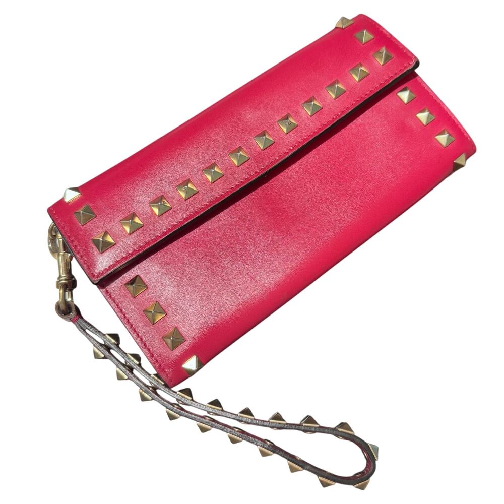 Auth Valentino Garavani Hot Pink Rockstud Wristlet Wallet - Picture 2 of 16